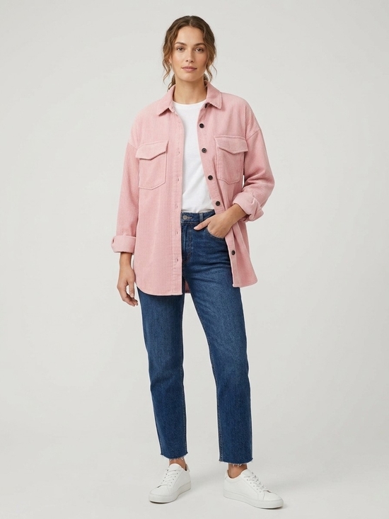 twik Tops - Twik Simons Pink Corduroy Oversized Shacket Jacket Size Small